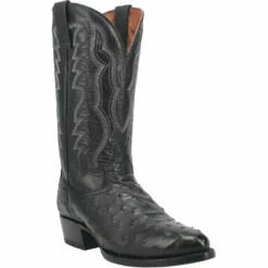 Men's Dan Post Tempe Black Full Quill Ostrich - DP2321