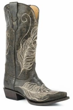 Ladies Roper Womens Feather Vintage Black Vamp - 0218