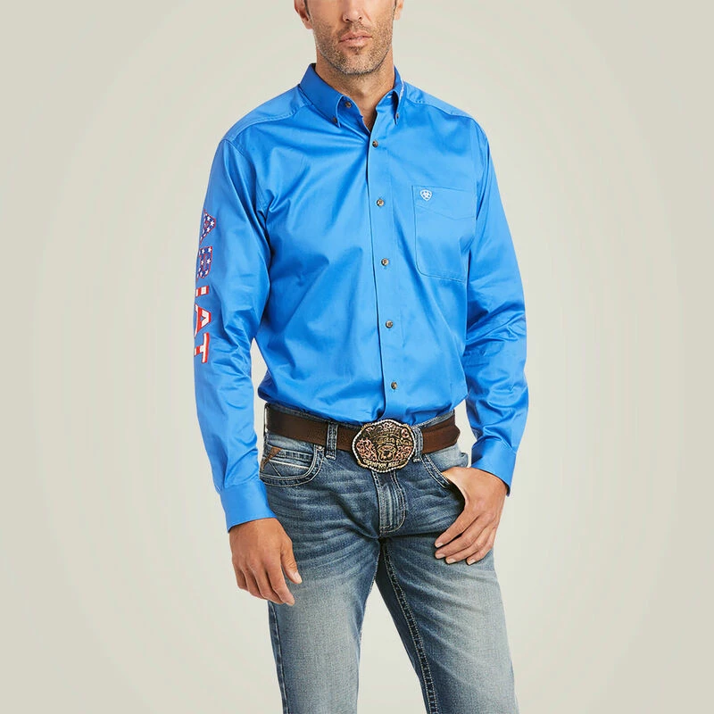 Men's Ariat Team Logo Twill Fitted Shirt - 10036436 1 Men's Ariat Team Logo Twill Fitted Shirt - 10036436