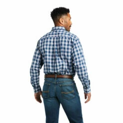 Men's Ariat Pro Taj Classic Long Sleeve Shirt In SkyFall - 10039667 -cowboy clothing shop 10039667 back