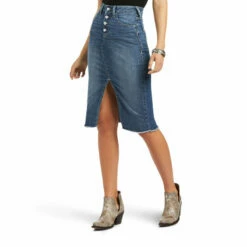 Ladies Ariat Denim Skirt - 10040577 7 Ladies Ariat Denim Skirt - 10040577 -cowboy clothing shop 10040577 front