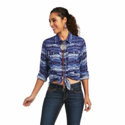 Ladies Ariat REAL Oceanic Shirt - 10040707 -cowboy clothing shop 10040707 front