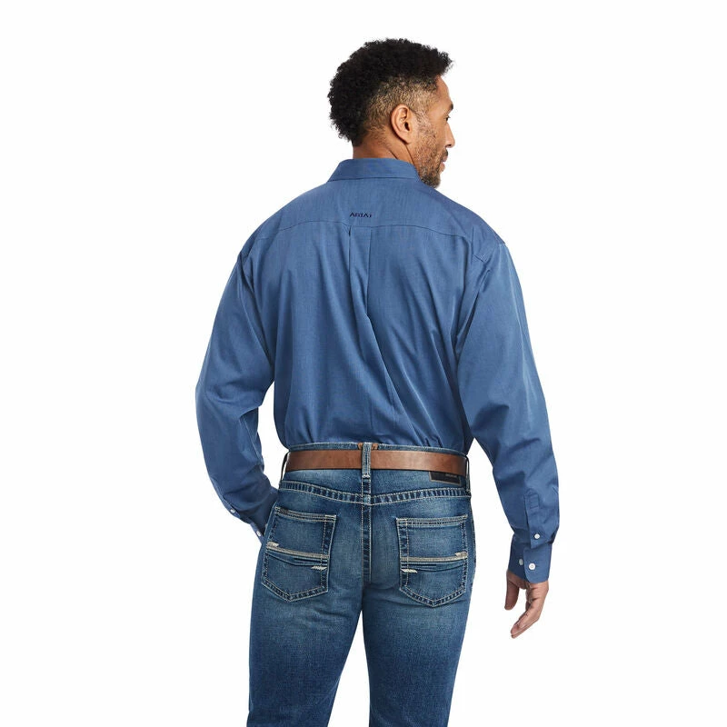 Men's Ariat Wrinkle Free Solid Pinpoint Oxford Classic Fit Shirt In Midnight Sail - 10042174 2 Men's Ariat Wrinkle Free Solid Pinpoint Oxford Classic Fit Shirt In Midnight Sail - 10042174 - Image 2