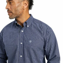 Men's Ariat Wrinkle Free Immanuel Fitted Shirt - 10042350 -cowboy clothing shop 10042350 01