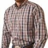 Men's Ariat Wrinkle Free Owen Classic Long Sleeve Shirt In Nutmeg - 10043646