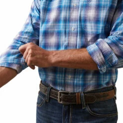 Men's Ariat Pro Series Lukas Classic Fit Shirt In Light Blue - 10043725 -cowboy clothing shop 10043725 03