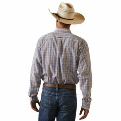 Men's Ariat Wrinkle Free Arther Fitted Shirt - 10043808 -cowboy clothing shop 10043808 back