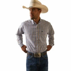 Men's Ariat Wrinkle Free Arther Fitted Shirt - 10043808 -cowboy clothing shop 10043808 front