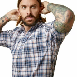 Men's Ariat Pro Series Olsen Blue Fitted Shirt - 10044915 -cowboy clothing shop 10044915 01