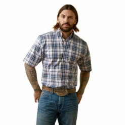 Men's Ariat Pro Series Olsen Blue Fitted Shirt - 10044915