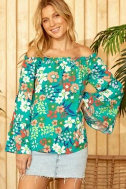 Ladies Emily Wonder Off The Shoulder Floral Top - 18396