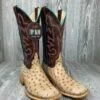 Men's Horse Power Top Hand Tan Vintage Bruciato FQ Ostrich With 13" Bone Explosion Tops HP-8051