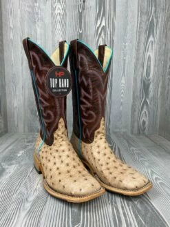 Men's Horse Power Top Hand Tan Vintage Bruciato FQ Ostrich With 13" Bone Explosion Tops HP-8051