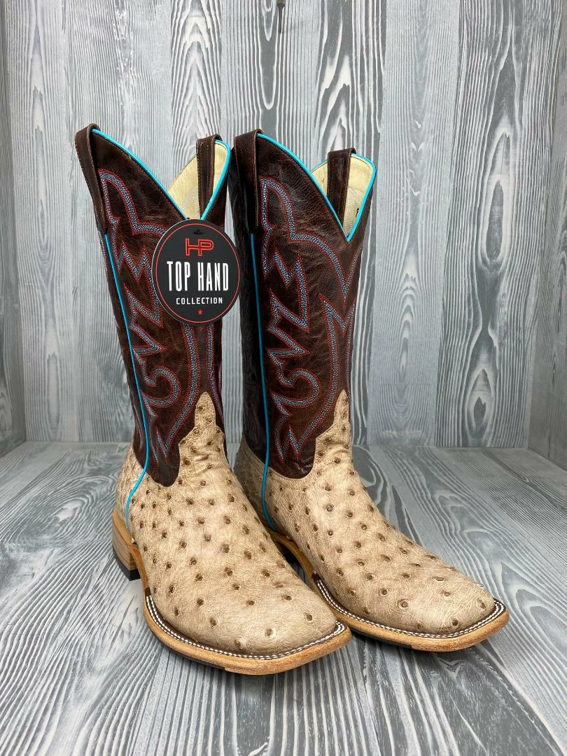 Men's Horse Power Top Hand Tan Vintage Bruciato FQ Ostrich With 13" Bone Explosion Tops HP-8051 1 Men's Horse Power Top Hand Tan Vintage Bruciato FQ Ostrich With 13" Bone Explosion Tops HP-8051