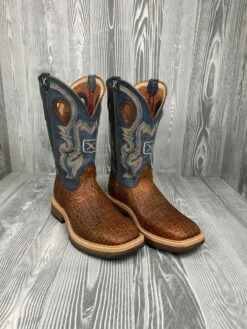 Men's Twisted X Soft Toe Distressed Saddle With 12" Peacock Top - MHM0022