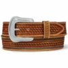 Men's Tony Lama Men's Ringo Tan Basketweave Studded Leather Belt - C42764