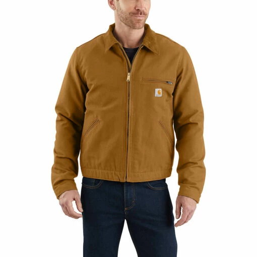 Men's Carhartt Relaxed Fit Duck Blanket-Lined Detroit Jacket - 103828 -cowboy clothing shop 20359417