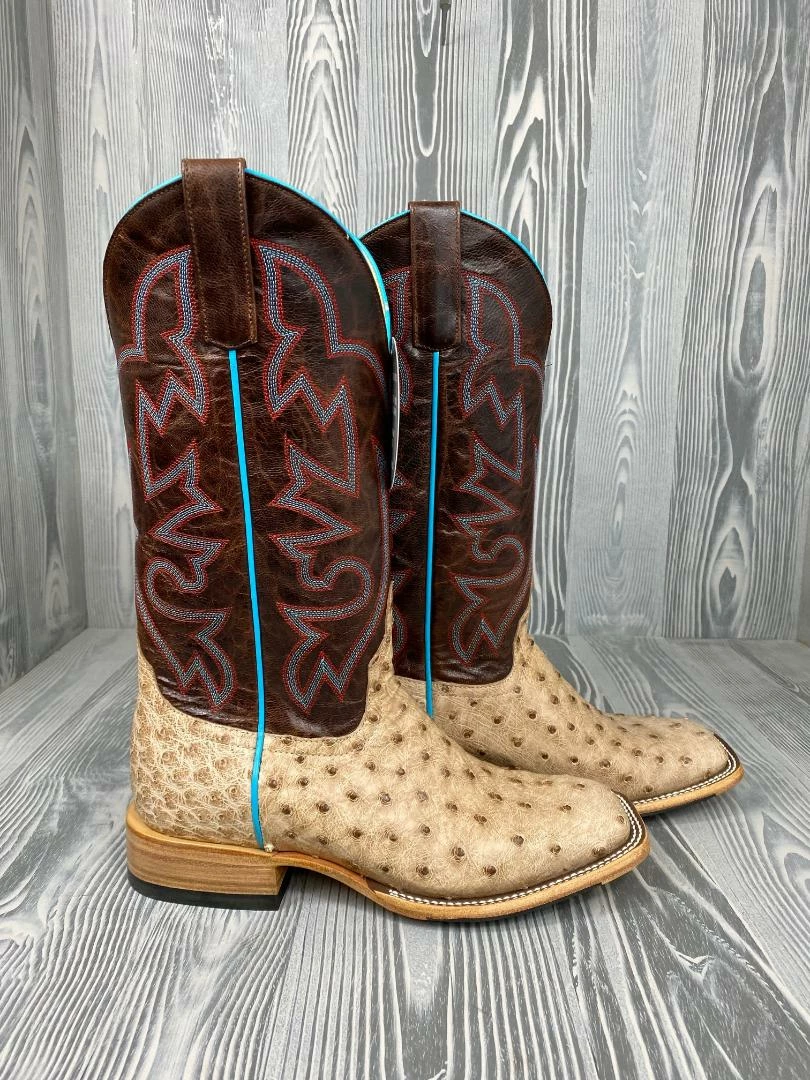 Men's Horse Power Top Hand Tan Vintage Bruciato FQ Ostrich With 13" Bone Explosion Tops HP-8051 2 Men's Horse Power Top Hand Tan Vintage Bruciato FQ Ostrich With 13" Bone Explosion Tops HP-8051 - Image 2