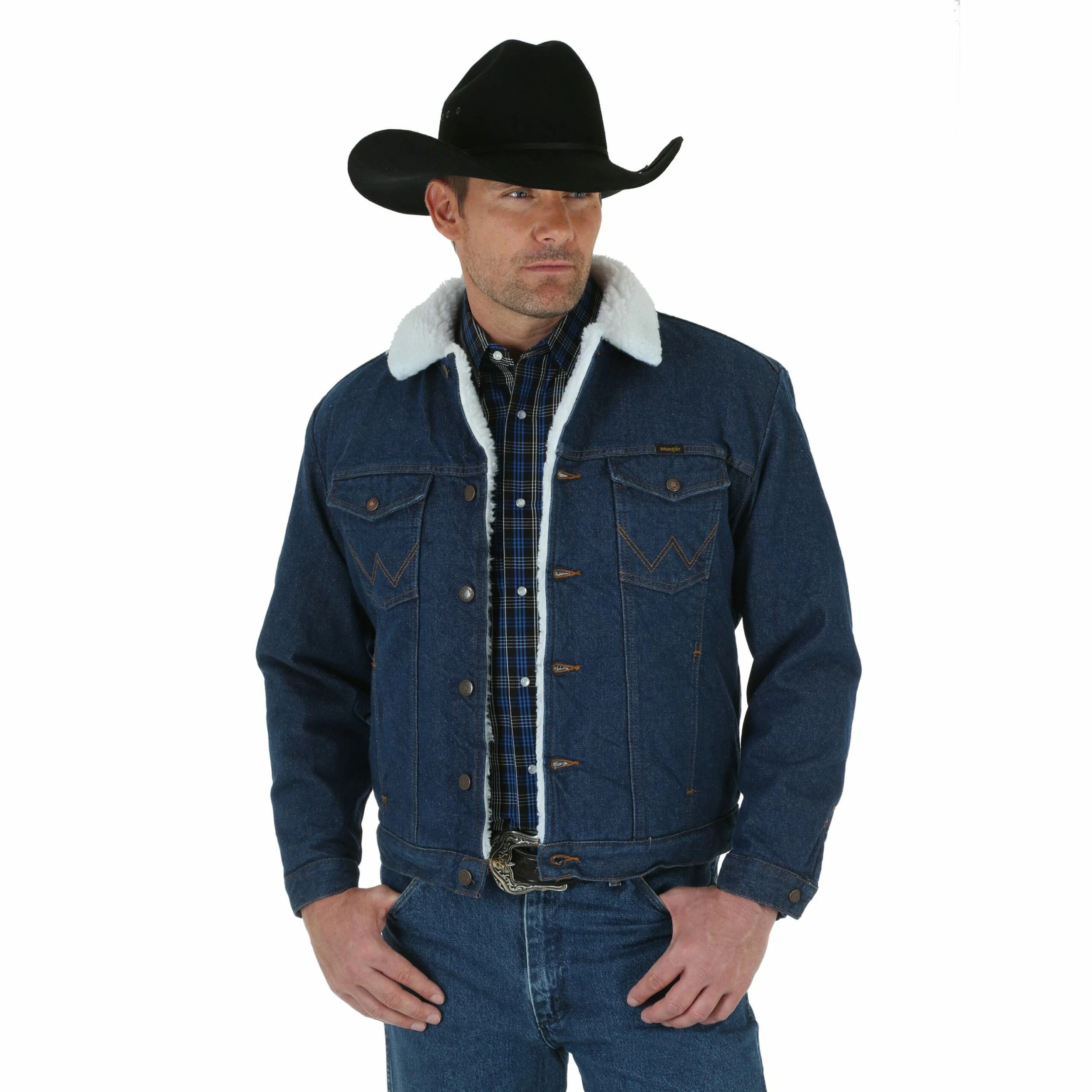 Men's Wrangler Western Sherpa Lined Denim Jacket - 74255PW 1 Men's Wrangler Western Sherpa Lined Denim Jacket - 74255PW