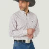 Men's Wrangler George Straight White Plaid Long Sleeve Shirt - MGSM974