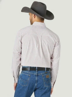 Men's Wrangler George Straight White Plaid Long Sleeve Shirt - MGSM974 -cowboy clothing shop George Straight Ls White Plaid Mgsm974 S 2 76697.1641614763
