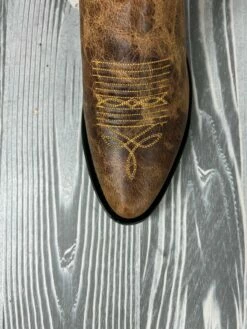 Men's Old West Tan Distressed Western R Toe - TBM3014 -cowboy clothing shop IMG 0165