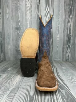 Men's Anderson Bean Kango Tobac Sueded Full Quill Ostrich With 13" Blue Aged Tops -cowboy clothing shop IMG 0262