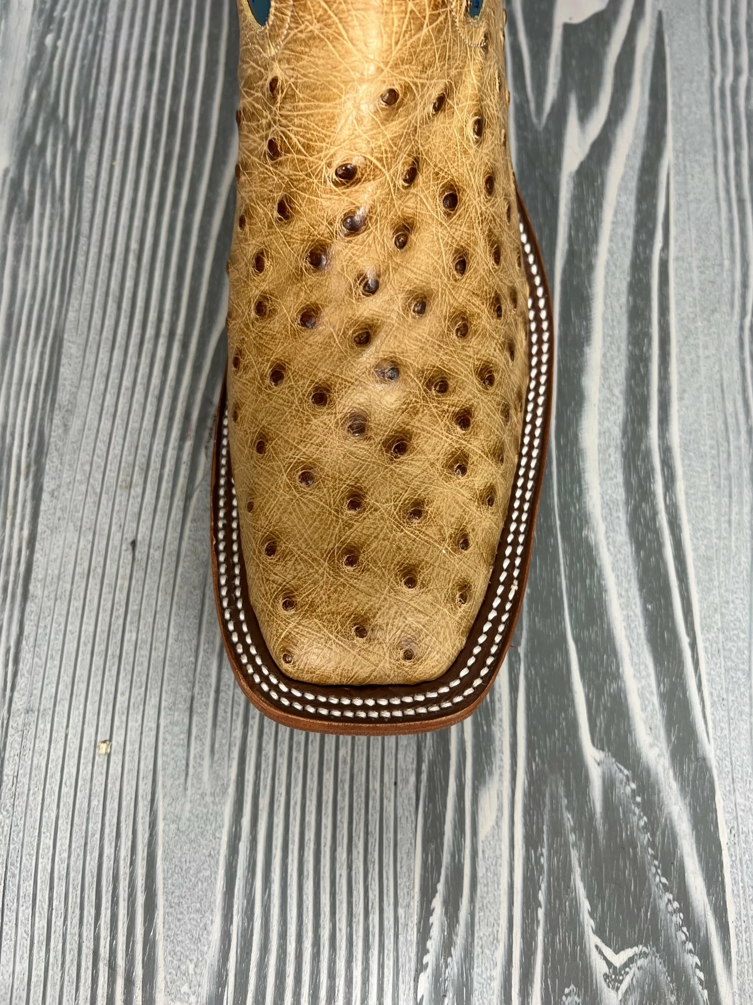 Men's Rios Of Mercedes Umber Bruciato Full Quill Ostrich With 13" Denim Kidskin Tops 4 Men's Rios Of Mercedes Umber Bruciato Full Quill Ostrich With 13" Denim Kidskin Tops - Image 4