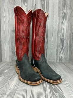 Men's Olathe Black Wyoming With 15" Deep Red Navajo Bison Tops - TT14