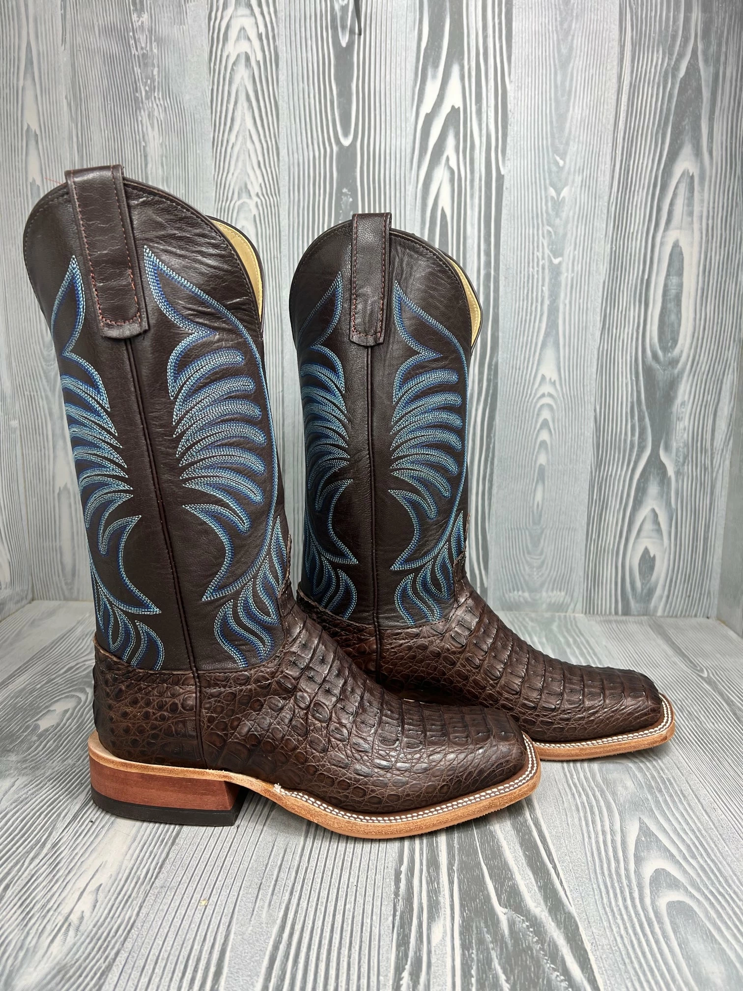 Men's Anderson Bean Brown Lux Hornback Caiman With 13" Puma Kidskin Tops 2 Men's Anderson Bean Brown Lux Hornback Caiman With 13" Puma Kidskin Tops - Image 2