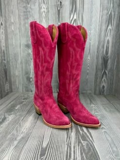 Ladies Macie Bean " If Karlee Were A Cowgirl" 15" Full Hot Pink Suede Boot - M5231