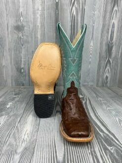 Macie Bean Kango Tobac Full Quill Ostrich With 12" Vail Sky Blue - M2032 6 Macie Bean Kango Tobac Full Quill Ostrich With 12" Vail Sky Blue - M2032 -cowboy clothing shop IMG 6921