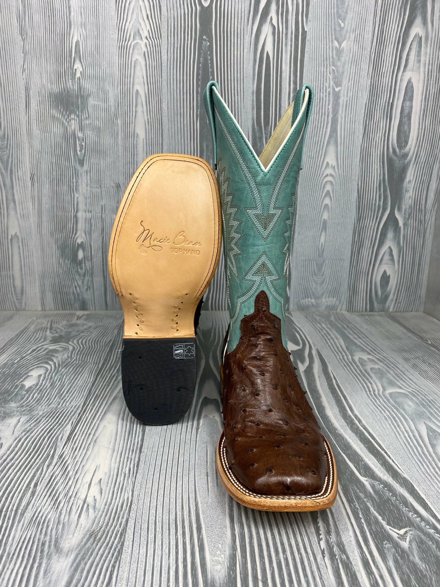 Macie Bean Kango Tobac Full Quill Ostrich With 12" Vail Sky Blue - M2032 3 Macie Bean Kango Tobac Full Quill Ostrich With 12" Vail Sky Blue - M2032 - Image 3