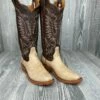 Women's Tan Vintage Smooth Quill Ostrich With 14" Texas Outlaw Tops