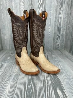 Women's Tan Vintage Smooth Quill Ostrich With 14" Texas Outlaw Tops