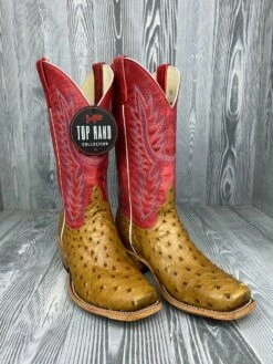 Men's Top Hand Horse Power Antique Saddle FQ OST With 13" Red Sinsation Tops - HP9506