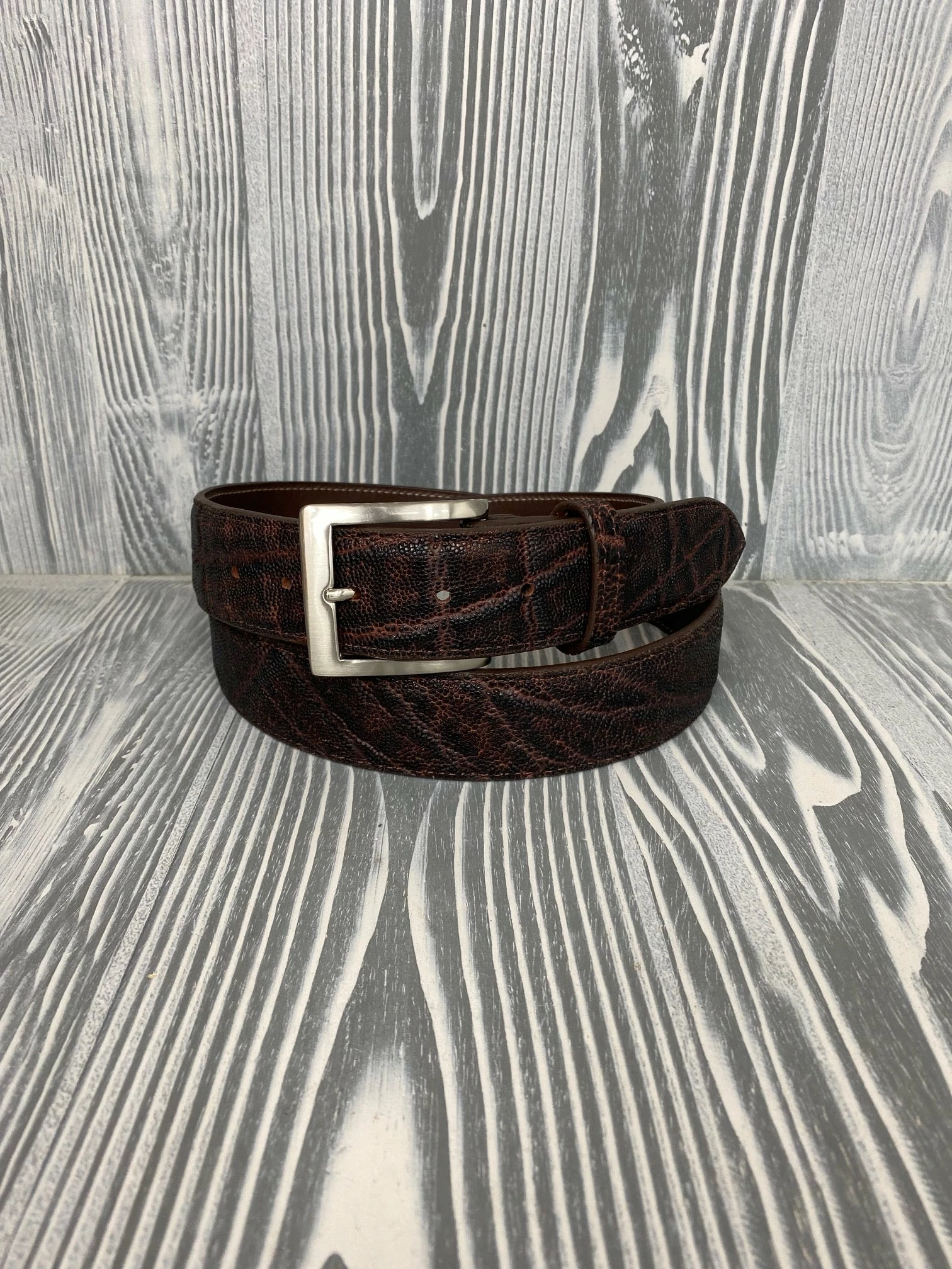 Chacon 1 1/2" Vintage Chestnut Top Grain Genuine Elephant Skin Belt 1 Chacon 1 1/2" Vintage Chestnut Top Grain Genuine Elephant Skin Belt