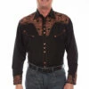 Men's Scully Floral Tooled Embroidered Long Sleeve Snap Shirt - P634
