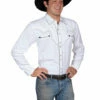 Men's Scully White Piped Vintage Western Diamond Snap Shirt - P726