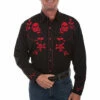 Men's Scully Crimson Skulls And Roses Western Shirt - P771