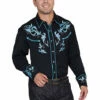 Scully Men's Blue Embroidered Long Sleeve Western Shirt - P844