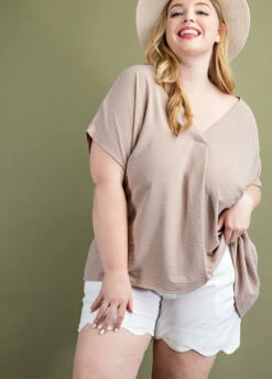 Ladies EESOME Short Sleeve V-Neck Top - TG54177 -cowboy clothing shop PTG54177 vr