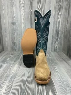 Olathe Mesquite Beeswax Rough Out With 15" Indigo Navajo Bison Tops -cowboy clothing shop boot3
