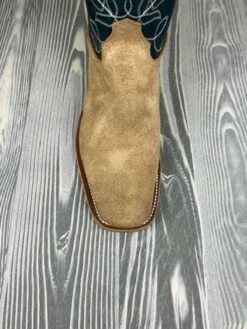 Olathe Mesquite Beeswax Rough Out With 15" Indigo Navajo Bison Tops -cowboy clothing shop boot4