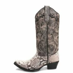 Corral Circle G Womens Natural/Black Python Embroidered Cowboy Boots - L5698