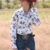 Ladies Cinch Button Down Cream Western Shirt - CTW7417001