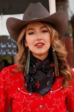 Cinch Horseshoe And Cowboy Hat Print Wild Rag - CXX 1 Cinch Horseshoe And Cowboy Hat Print Wild Rag - CXX