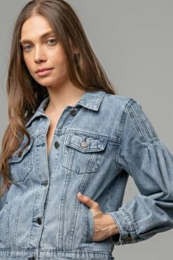 Ladies Easel Washed Denim Jacket - ET21034 -cowboy clothing shop et21034 washed denim v1 1 1