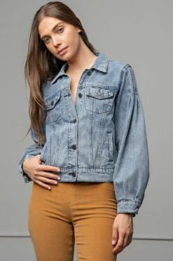 Ladies Easel Washed Denim Jacket - ET21034