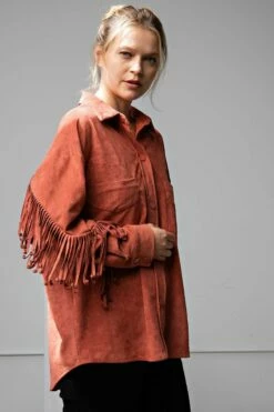 Ladies Easel Faux Suede Shirt - ET21347 -cowboy clothing shop et21347 marsala v1 7